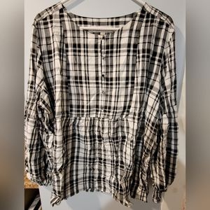 Womens Loft Plaid Flare shirt